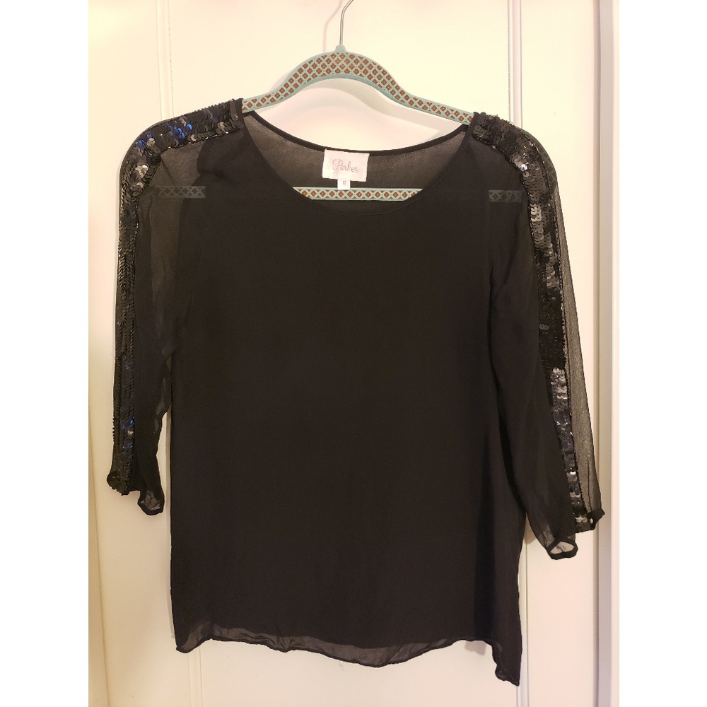 Parker 3/4 Sleeve Sequin Beaded Top